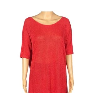 Eileen Fisher XS (Oversized fits to M) 100% Hemp dark coral knit tunic sweater